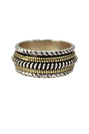 Spring Spinner Band, Meditation Ring, 925 Sterling Silver Ring, Spinning Thumb Ring, Two Tone Ring, Fidget Ring, Handmade Jewelry, Christmas Oxidized, Womans Band Ring, Anxiety Ring, Mans Band Gifts