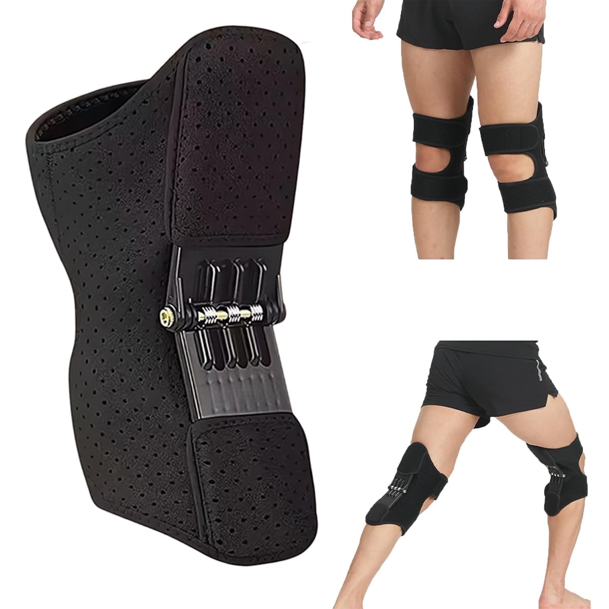 Spring Stabilizer Knee Brace  Adjustable Support for Squats, Volleyball & Climbing Breathable Joint Protection for Men & Women (Black, 1-Pack)