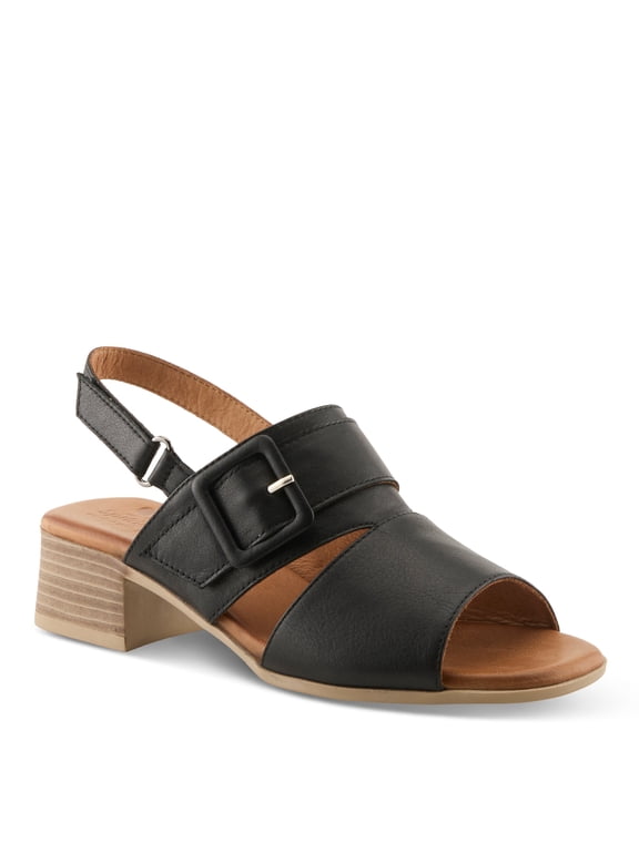Acoliana Women’s Leather Sandal with Oversized Buckle & Comfort