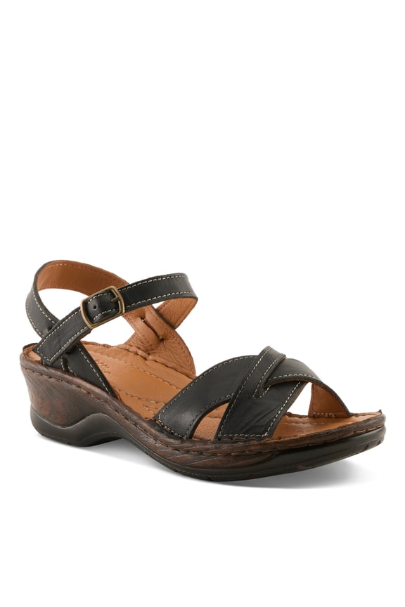 Amareza Women’s Leather Wedge Sandal with Soft Footbed & Ease