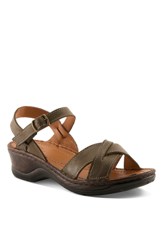 Amareza Women’s Leather Wedge Sandal with Soft Footbed & Ease