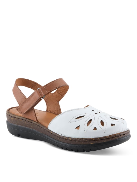Azmira Women’s Wedge Sandal Laser-cut Leather & Cushioned Footbed