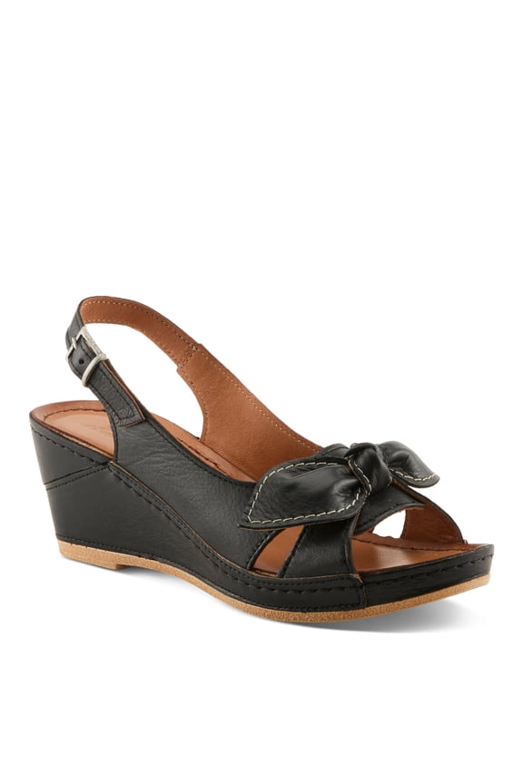 Chassidy Women’s Leather Wedge Sandal with Stylish Bow & Comfort