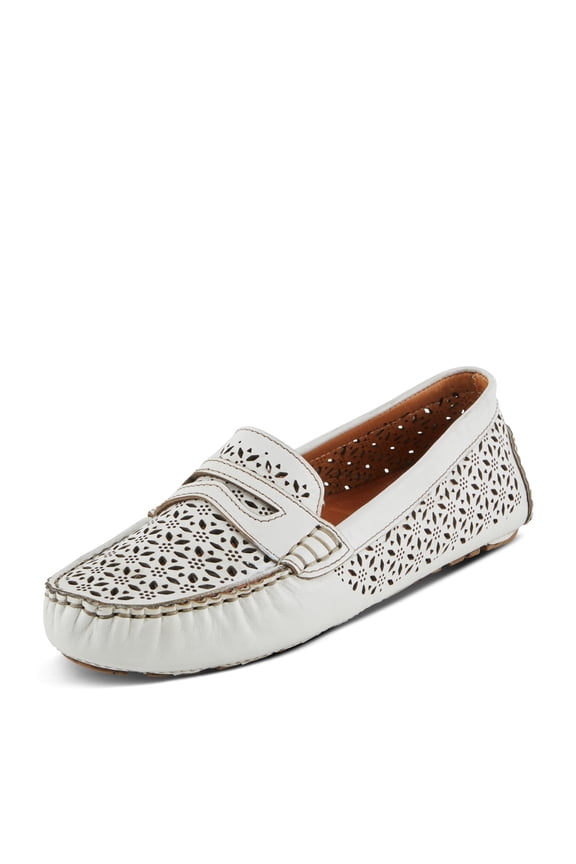 Crain Women's Laser-Cut Out Moccasin with Removable Insole