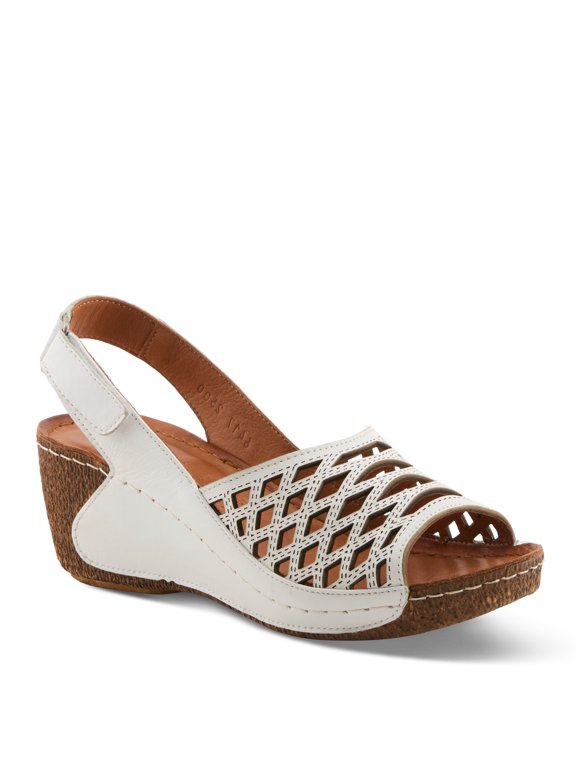 Denair Women’s Leather Wedge Slingback with Cushioned Comfort