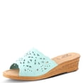 Women Spring Step Spring Step Estella Women's Laser-Cut Leather Wedge Sandal - Walmart ...