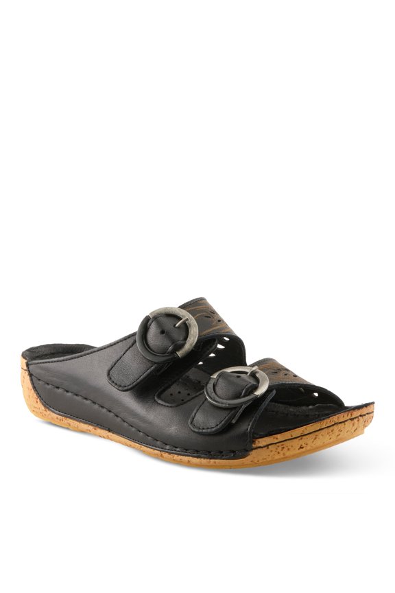 Gelatia Women’s Slide Sandal with Laser-cut Straps & Cushioned Wedge