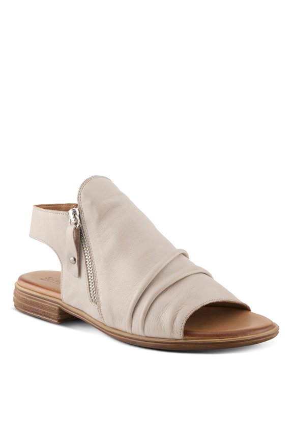 Jalaya Women's Leather Sandals with Dual Zippers & Cushioned Sole