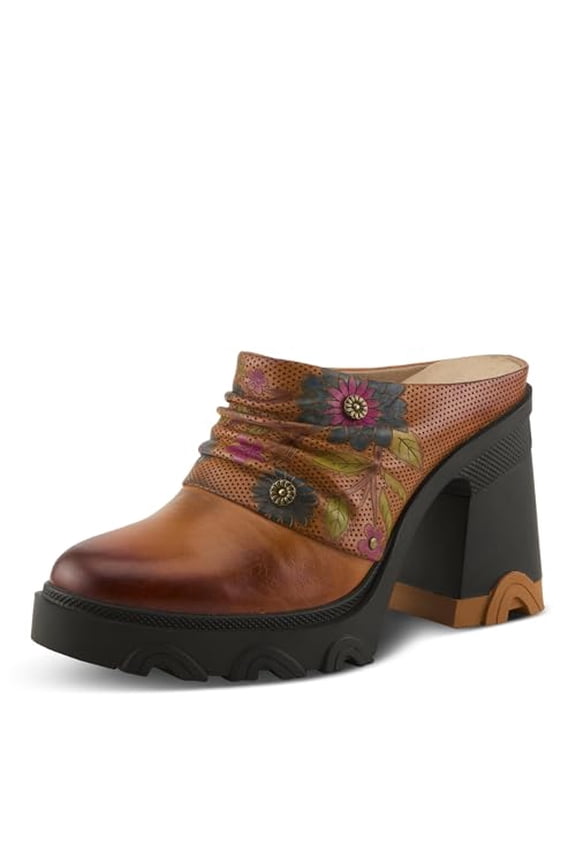 L'Artiste Chemistry Platform Mules | Hand-Painted Leather Slip-On with Sculpted Heel