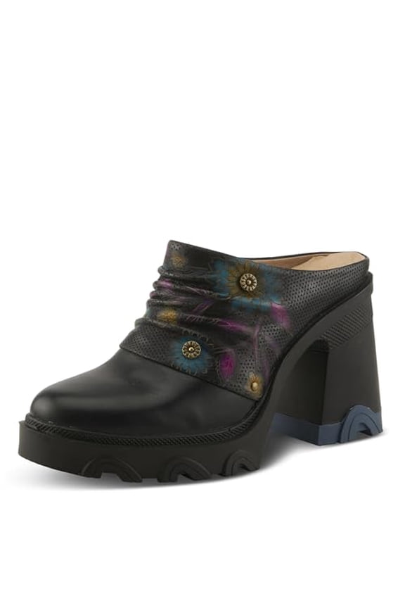 Spring Step L'Artiste Chemistry Platform Mules | Hand-Painted Leather Slip-On with Sculpted Heel