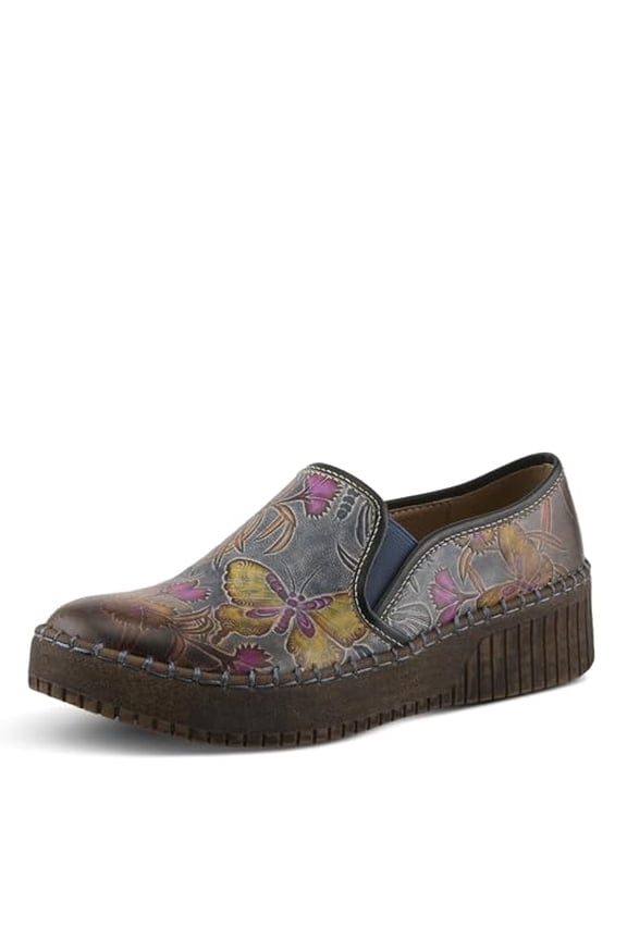 L'Artiste Priela Slip-On Loafers | Hand-Painted Leather Shoes with Butterfly-Inspired Design