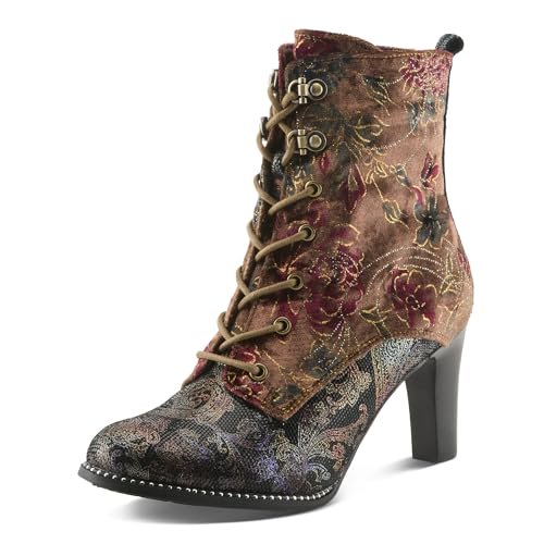Spring Step L'Artiste Stellar Heeled Booties | Baroque-Inspired Lace-Up Suede Ankle Boots