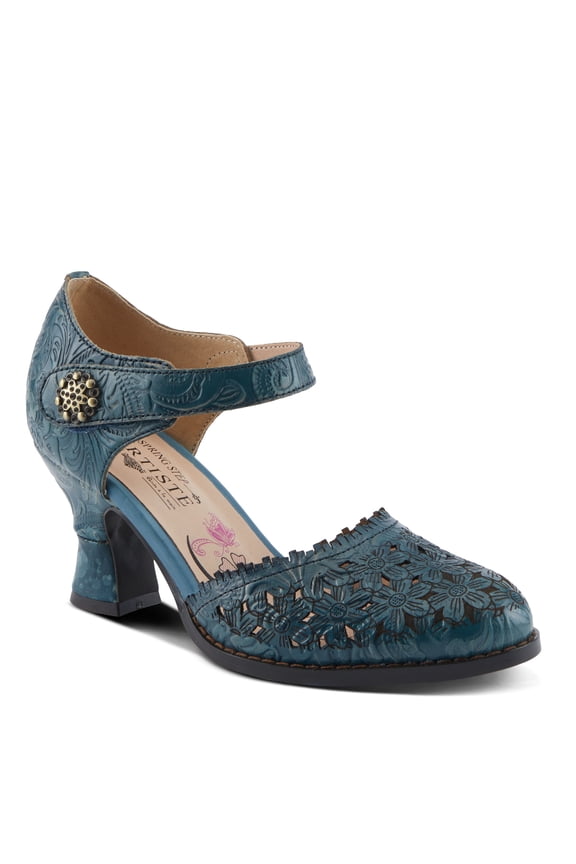 Spring Step L'Artiste Visionary Pump Shoes for Women | French Inspired Hand Painted Leather D'Orsay High Heels for Women with Ankle Strap
