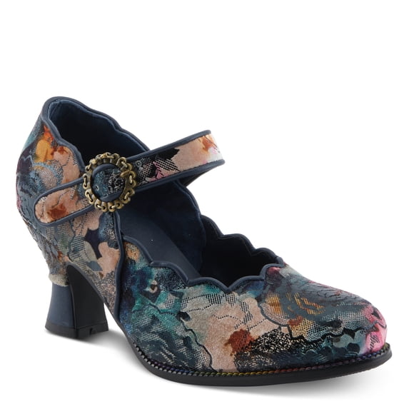 L`Artiste Adodora Women's Mary Jane Pump with Elegant Floral Tapestry Design