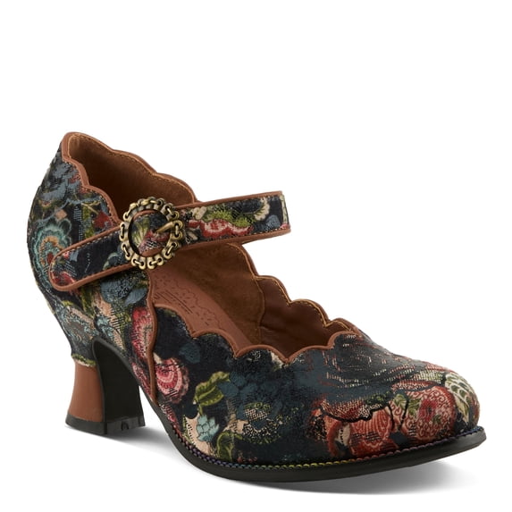 L`Artiste Adodora Women's Mary Jane Pump with Elegant Floral Tapestry Design