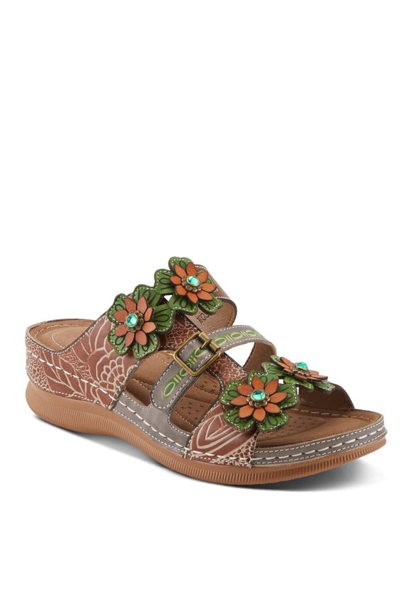 L’Artiste Brash Hand-Painted Leather Floral Sandal