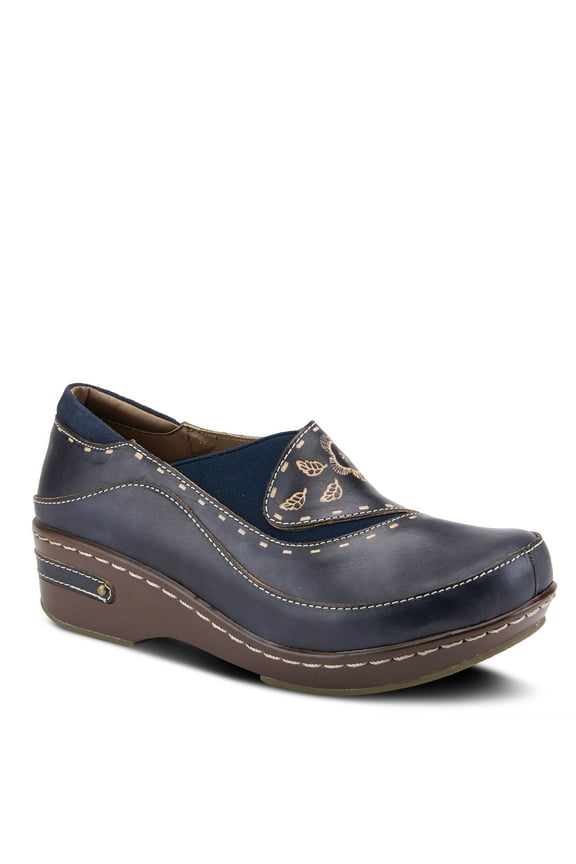 Spring Step L'artiste Burbank Leather Clogs for Women | Hand-Painted Ladies Slip-On Shoes for Work