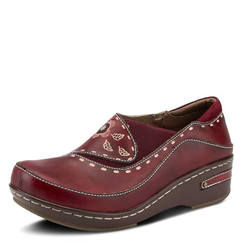 Spring Step L'artiste Burbank Leather Clogs for Women | Designer Hand-Painted Slip-On Shoes | Ladies Casual Platform Clog