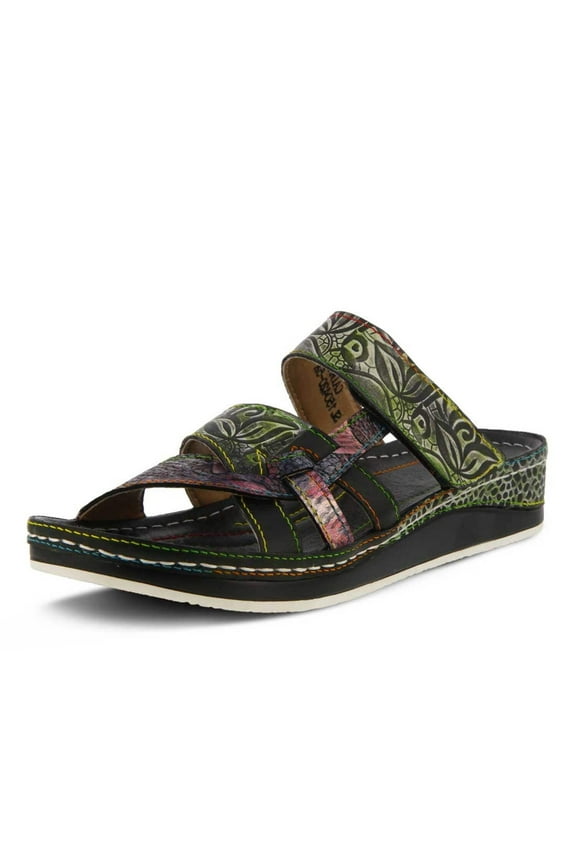 Spring Step L'Artiste Women's Caiman Slide Sandal Black Multi EU 39 / US 8.5