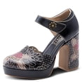 thumbnail image 1 of L'Artiste Debbihary Mary Jane Pump Shoes for Women | Pointed Closed Toe High Heels for Women with Rose Embossed Details and Adjustable Ankle Strap, 1 of 9