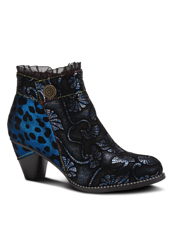 L`Artiste Dessa Women's Bootie with Eye-catching Metallic & Animal Print Design