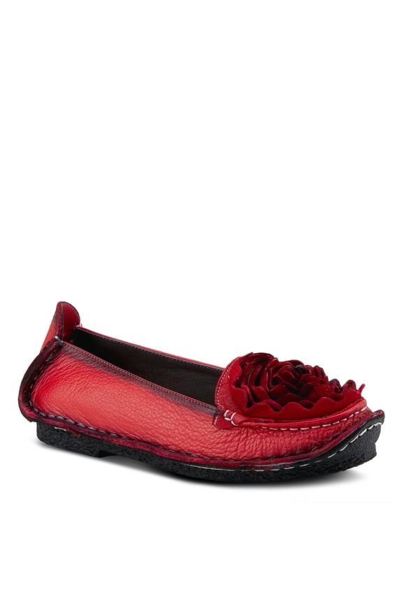 L'Artiste Dezi Hand-Painted Ballet Flats with Leather Flower
