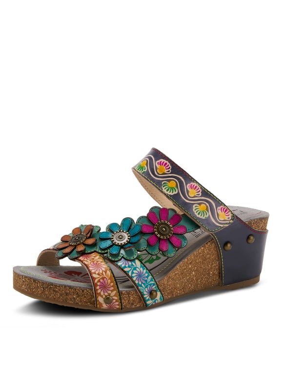 L'Artiste Women's Delight Slide Sandals Hook & Loop Straps for Women