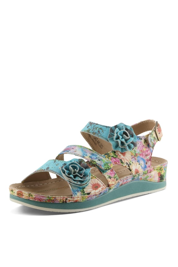 Spring Step L`Artiste Joelina Dazi Ankle Strap Hand Painted Leather Floral Sandals