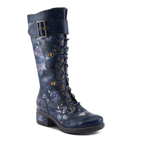 L'Artiste Kisha Boss Calf High Leather Boots – Hand-Painted Comfort