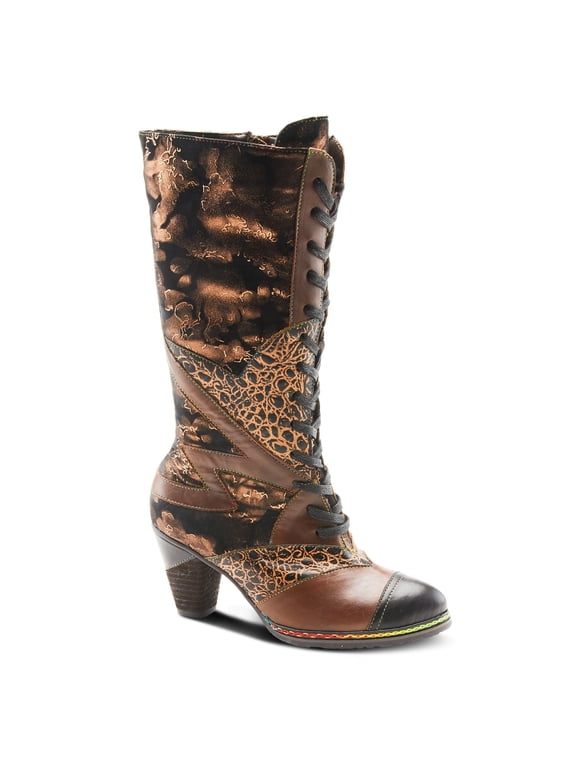 L`Artiste Malagie-croco Women's Lace-up Boot with Hand-painted Leather Comfort
