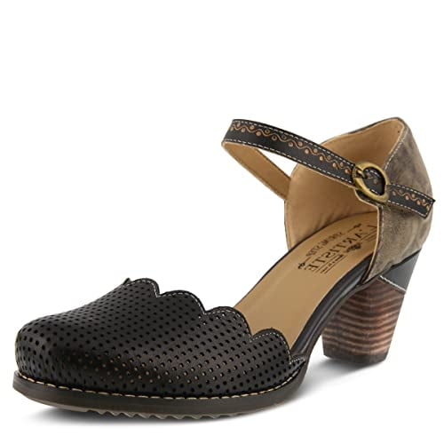 L'Artiste Parchelle Women's Hand Painted Leather D'Orsay Shoes with Strap