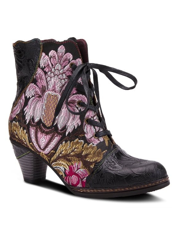 L`Artiste Siren Women's Embroidered Lace-Up Bootie