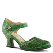 Spring Step LArtiste Visionary Pump Shoes for Women | French Inspired Hand Painted Leather DOrsay High Heels for Women with Ankle Strap