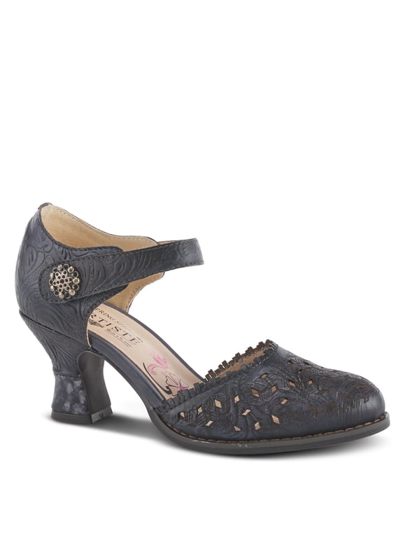 L'Artiste Visionary Pump Shoes for Women | French Inspired Hand Painted Leather D'Orsay High Heels for Women with Ankle Strap