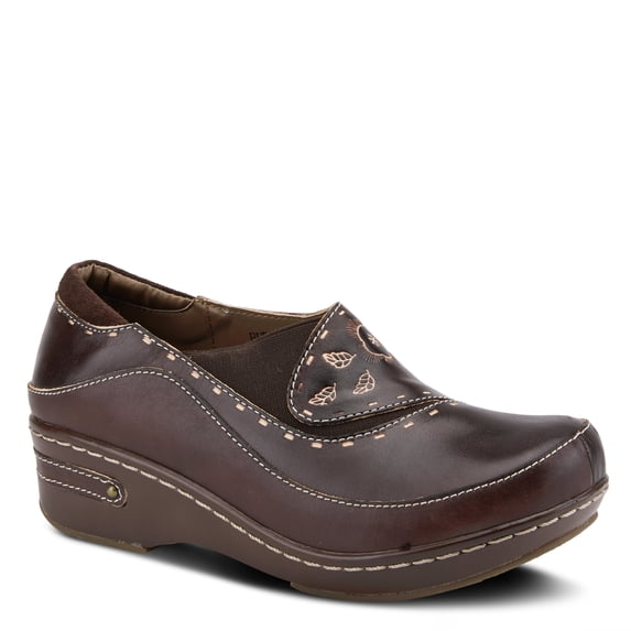 Spring Step L'artiste Burbank Leather Clogs for Women | Designer Hand-Painted Slip-On Shoes | Ladies Casual Platform Clog