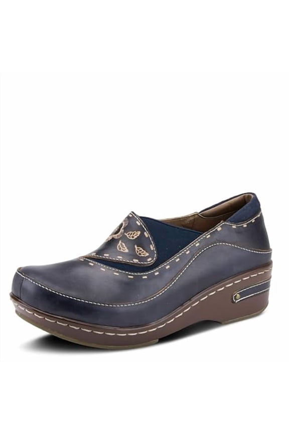 Spring Step L'artiste Burbank Leather Clogs for Women | Designer Hand-Painted Slip-On Shoes | Ladies Casual Platform Clog