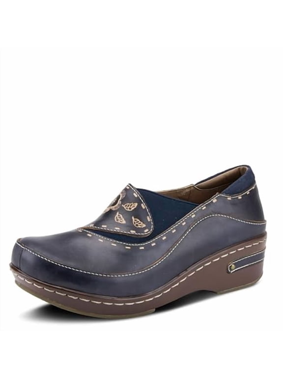 L'artiste Burbank Leather Clogs for Women | Designer Hand-Painted Slip-On Shoes | Ladies Casual Platform Clog