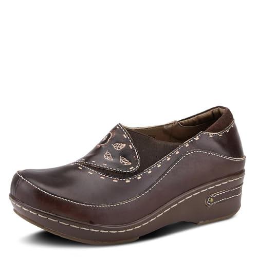 Spring Step L'artiste Burbank Leather Clogs for Women | Designer Hand-Painted Slip-On Shoes | Ladies Casual Platform Clog