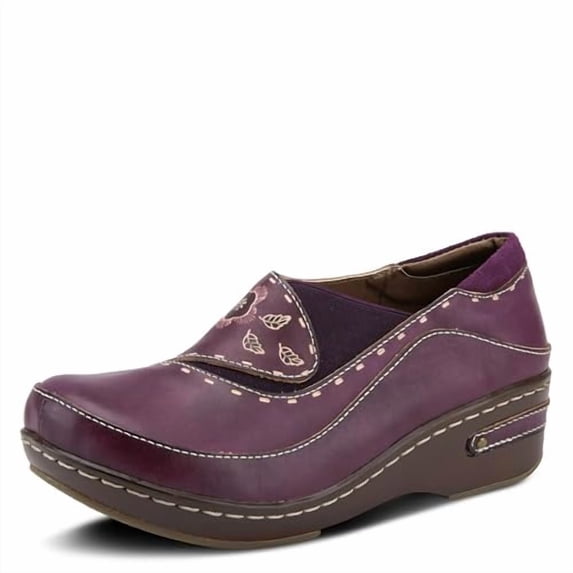 Spring Step L'artiste Burbank Leather Clogs for Women | Designer Hand-Painted Slip-On Shoes | Ladies Casual Platform Clog