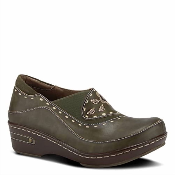 Spring Step L'artiste Burbank Leather Clogs for Women | Designer Hand-Painted Slip-On Shoes | Ladies Casual Platform Clog