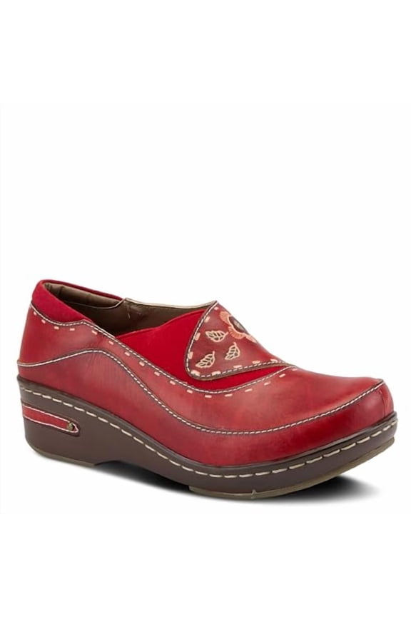 L'artiste Burbank Leather Clogs for Women | Designer Hand-Painted Slip-On Shoes | Ladies Casual Platform Clog