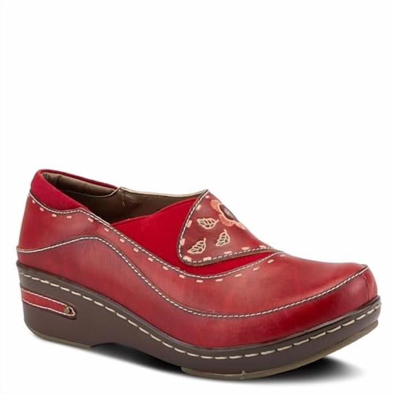 Spring Step L'artiste Burbank Leather Clogs for Women | Designer Hand-Painted Slip-On Shoes | Ladies Casual Platform Clog