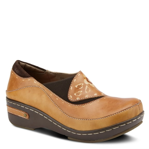 Spring Step L'artiste Burbank Leather Clogs for Women | Hand-Painted Ladies Slip-On Shoes for Work
