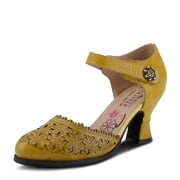 Spring Step L'Artiste Visionary Pump Shoes for Women | French Inspired Hand Painted Leather D'Orsay High Heels for Women with Ankle Strap