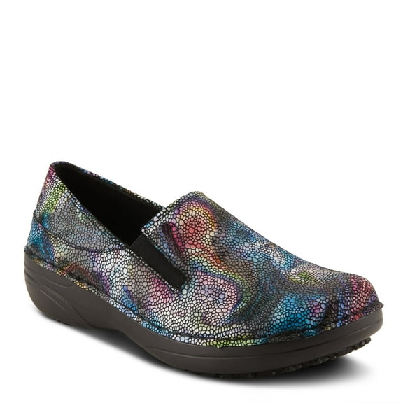 Spring Step Manila-Boreal Slip-On Work Shoes for Women | Stylish Printed Leather with Side Elastic