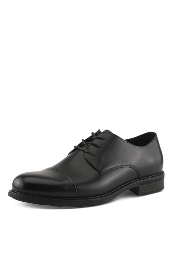 Mens BENEL Lace-Up Oxford Classic Leather Dress Shoe with Stacked Heel and Rubber Sole Black EU 45 / US 11.5
