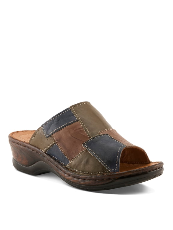 Nivara Women’s Leather Slide Sandal Soft Insole & Supportive Wedge
