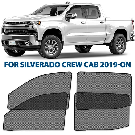 CLIM ART Magnetic Car Window Shades for Chevy Silverado 1500 2019-2026 Crew Cab Custom-Fit Sun Blocker Curtains, Side Window Covers, Essential Car Accessories for Camping, Privacy Protection - MS0248