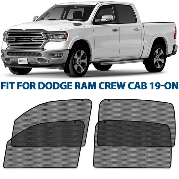 CLIM ART Magnetic Car Window Shades for Dodge Ram 1500 2019-2026 Crew Cab – Custom-Fit Sun Blocker Curtains, Side Window Covers, Essential Car Accessories for Camping, Privacy Protection - MS0249