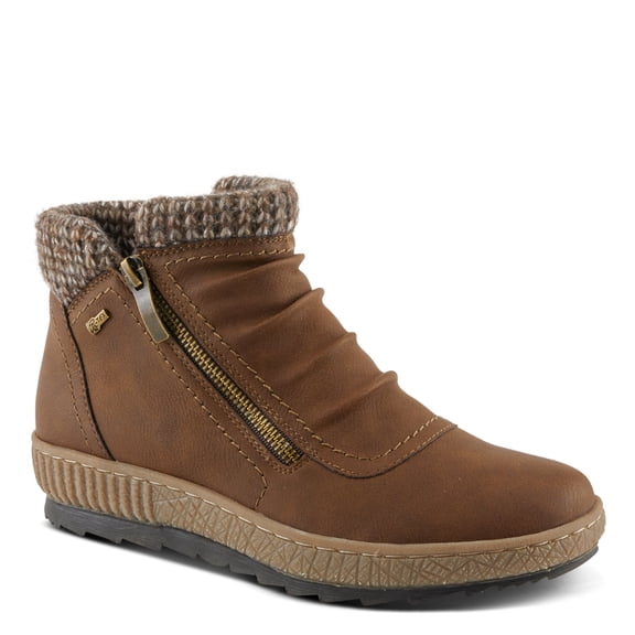 Spring Step Relife Cleora Women's Water - Resistant Synthetic Leather Ankle Booties with Dual Full - Length Zippers, Faux Shearling Lined